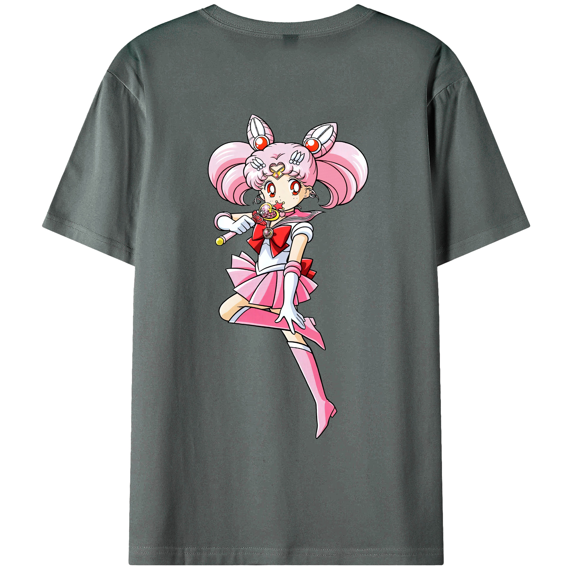 （画像用） 美少女戦士セーラームーン ちびうさ Sailor Moon Chibiusa Tsukino Usagi Small Lady Serenity 綿100％ メンズ半袖Tシャツ（バックプリント） 通気性